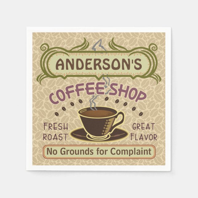 Kaffeshoppare med Kopp Skapar din egen Personlig Pappersservett (Framsidan)