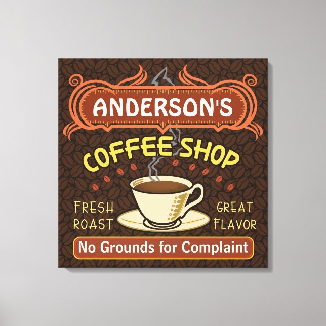 Kaffeshoppare med Mugg Skapar din egen Personlig Canvastryck (Framsida)