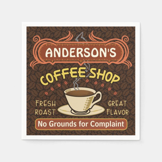 Kaffeshoppare med Mugg Skapar din egen Personlig Pappersservett (Framsidan)