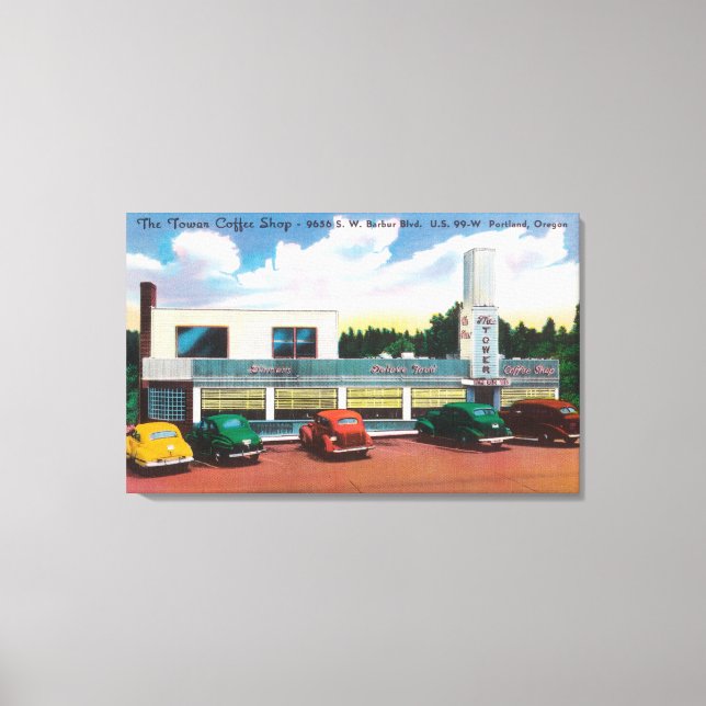 Kaffeshoppets yttre vy i Torn Canvastryck (Framsida)