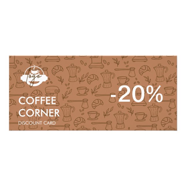 Kaffeshopprabattkort med QR-kod Reklamkort (Framsidan)