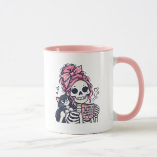 Kaffeskelett flicka katt mugg