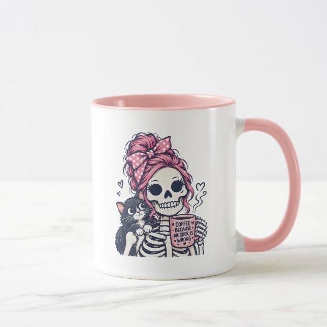 Kaffeskelett flicka katt  mugg (Höger)