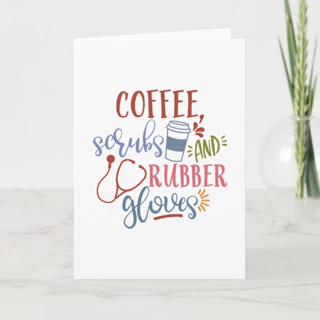 Kaffeskorn och gummihandskar för sjuksköterskor kort (Framsida)