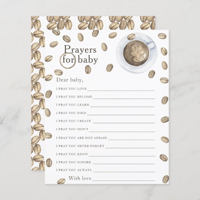 Kaffeskupor för babydusch Prayers för baby (Fram/baksida)