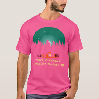 Kaffesmell av tält från högtstående högtråd i camp t shirt