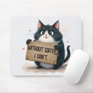 Kaffesnutt citat med tecknad katt musmatta