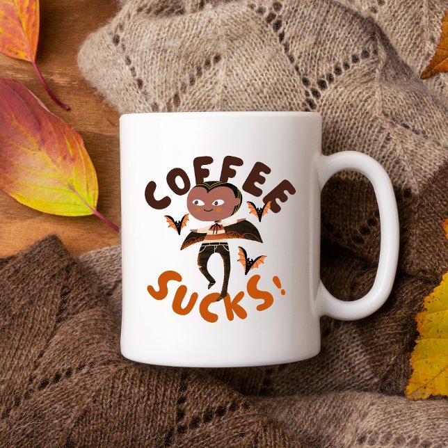 "Kaffesockar!" Funny Vampire Halloween Mugg ("Coffee Sucks!" Funny Vampire Halloween Mug
)