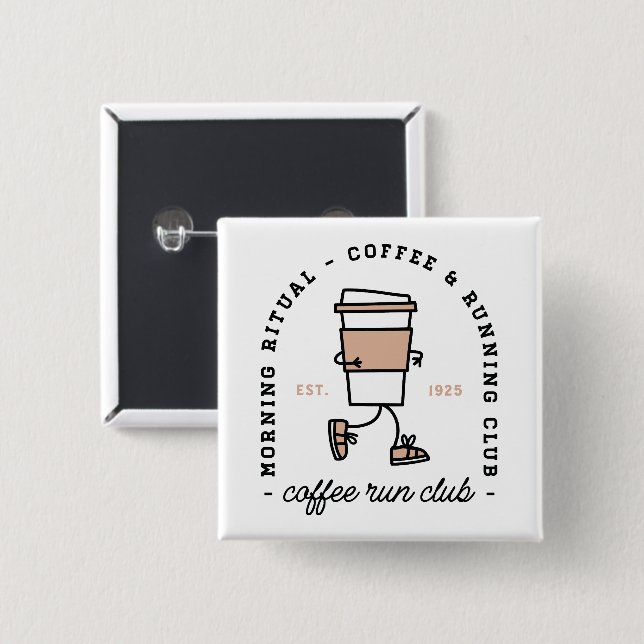 Kaffespringklubb rolig löpare älskare estetisk knapp (Framsida & baksida)