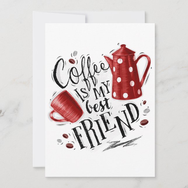 Kaffet Älskare är min bästa vän Inbjudningar (Framsida)