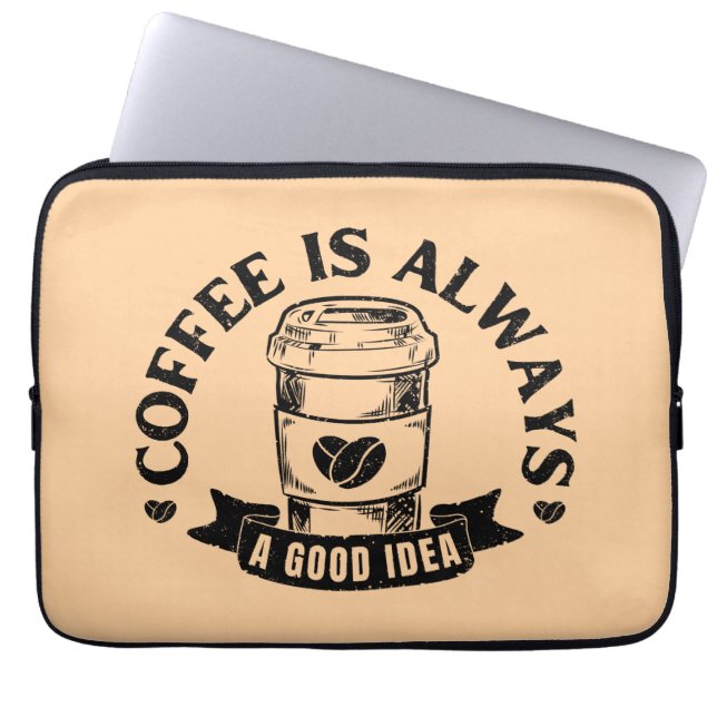 Kaffet är alltid en bra idé laptop fodral (Framsidan)