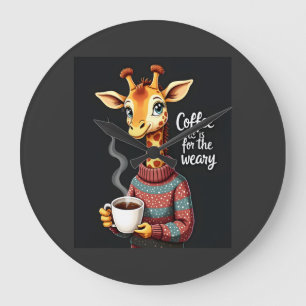 Kaffet är för den trötta roliga giraffkaffegurun stor klocka