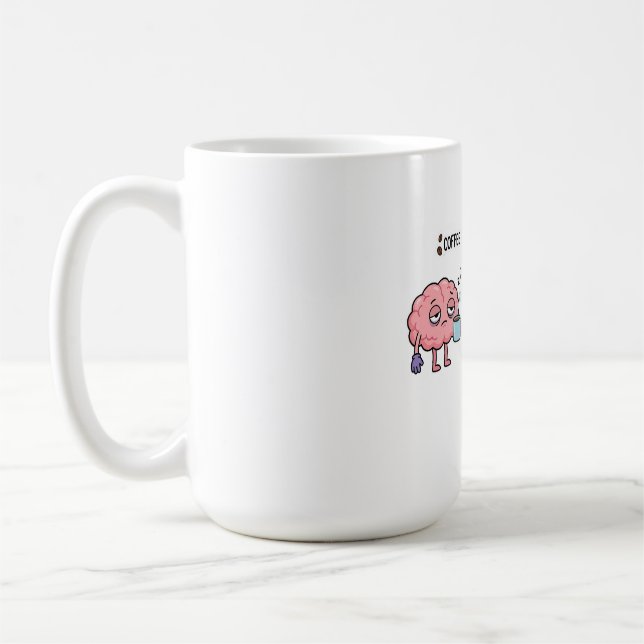Kaffet Är Min Hjärnkraft Roligt Sött Trött Hjärna Kaffemugg (Vänster)