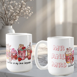 Kaffet är mitt kärleksspråk Par Mr och Mrs Funky Kaffemugg