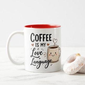 Kaffet Är Mitt Kärleksspråk Rolig Röd Tvåtons Mug Två-Tonad Mugg