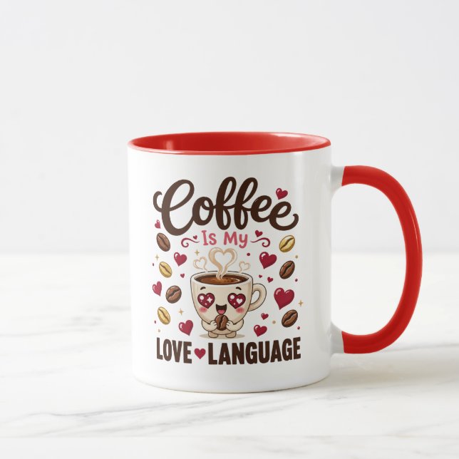Kaffet Är Mitt Kärleksspråk Rolig Röd Tvåtons Mugg (Höger)