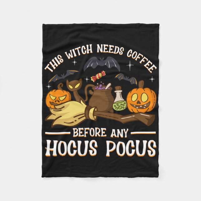 Kaffet behövs innan någon hocus Pocus. Fleecefilt (Framsidan)