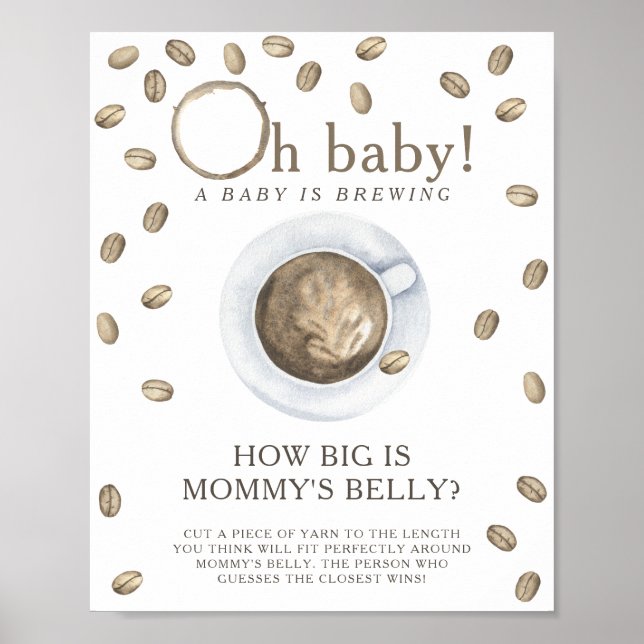 Kaffet brygger Hur stor är mammans mage lek Poster (Framsidan)