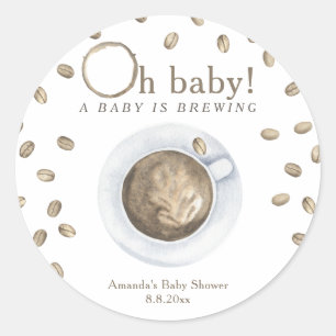 Kaffet En bebis bryggs Baby shower Runt Klistermärke