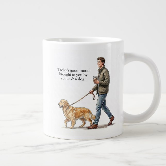 Kaffet & en gyllene start på dagen rätt från börja jumbo mugg (Höger)