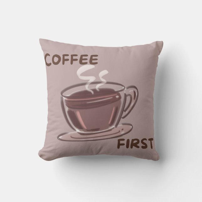 Kaffet Först Grafik Kudde (Framsida)