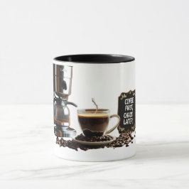 Kaffet först, kaos senare Rolig present till kaffe Mugg