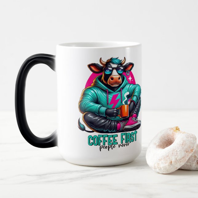 Kaffet först  magisk mugg (Med munk)