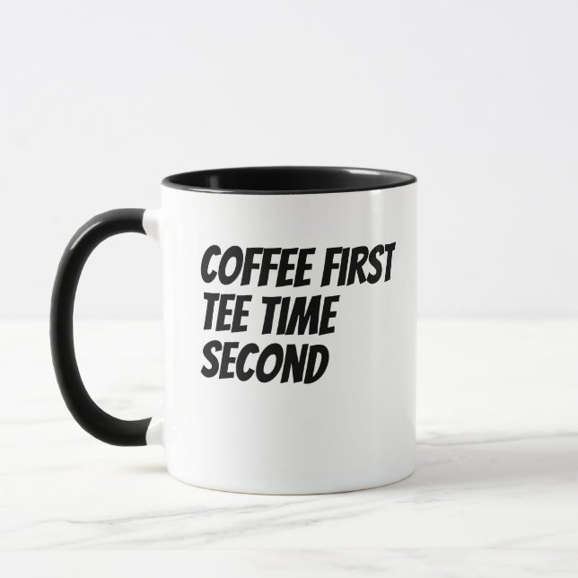 'Kaffet Först Tee-Tid Andra' Golfälskarepresent  Mugg (Vänster)