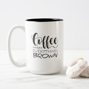 Kaffet gör allt brunt. Två-Tonad mugg
