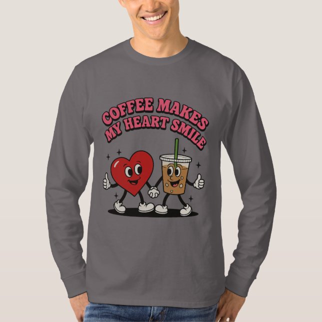 Kaffet gör mitt hjärta slånat t shirt (Framsida)
