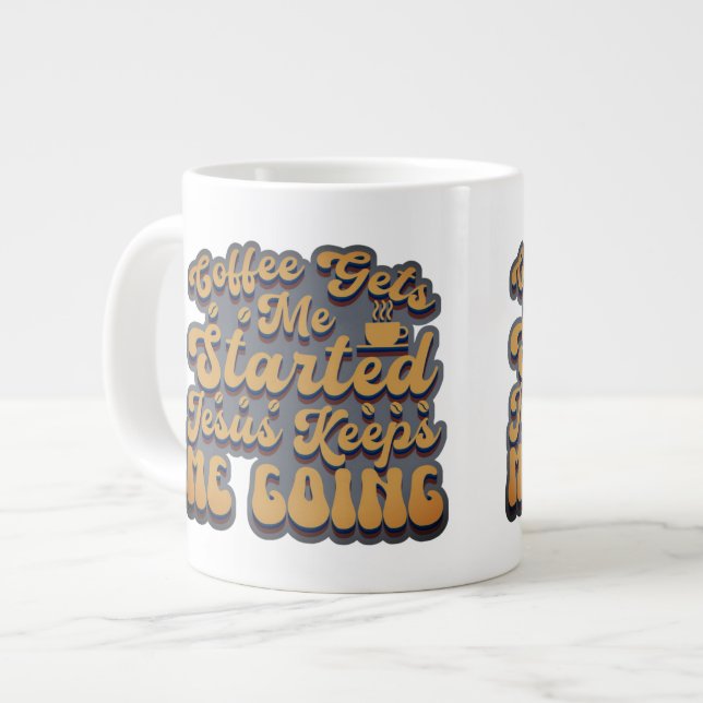 Kaffet har börjat jumbo mugg (Framsida vänster)