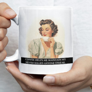 Kaffet Hjälper Mig Rolig Retro 50-Talsspråk Kaffemugg