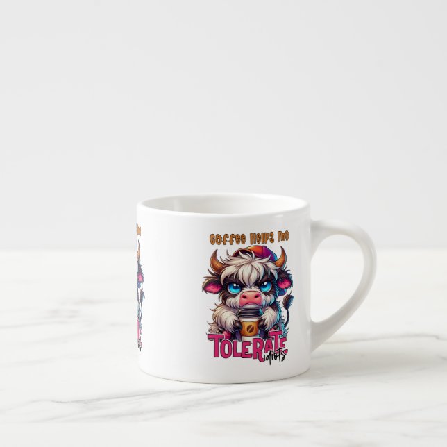 Kaffet Hjälper Mig Tåla Idioter  Espressomugg (Höger)