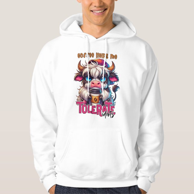 Kaffet Hjälper Mig Tåla Idioter  Hoodie (Framsida)