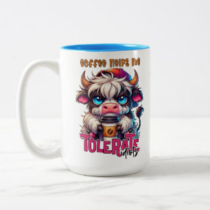 Kaffet Hjälper Mig Tåla Idioter Två-Tonad Mugg