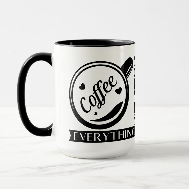 Kaffet löser allt roligt citat svart vitt  mugg (Vänster)