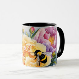 Kaffet Mugg Peonies och Bee anpassad design