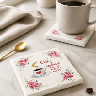 Kaffet och vänner den perfekta blandningen  stenunderlägg