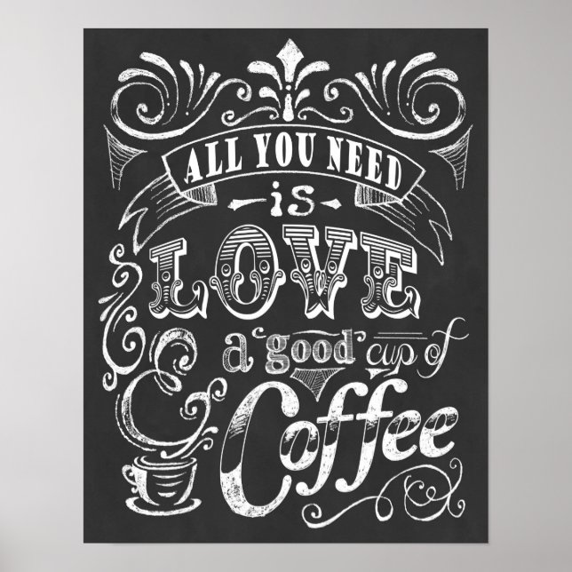 Kaffet Poster utskriften som du bara behöver i Kär (Framsidan)