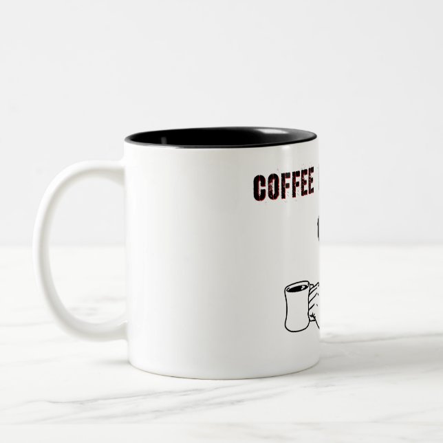 Kaffet ringer. Två-Tonad mugg (Vänster)