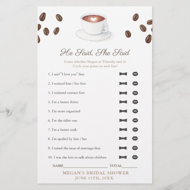 Kaffet sa att hon sa att Möhippa-spelkort (Framsida)