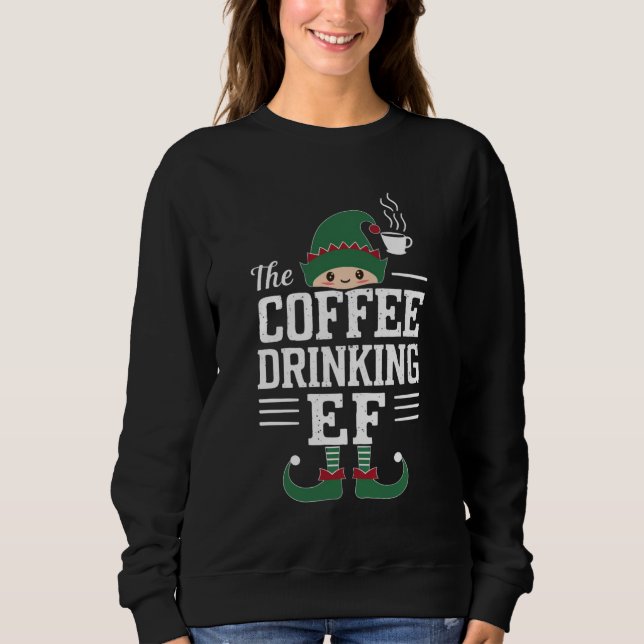 Kaffet som dricker Elf-familjen matchar jul T Shirt (Framsida)