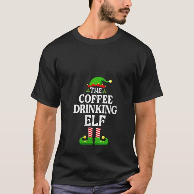 Kaffet som dricker Elf Shirt jul T Shirt (Framsida)