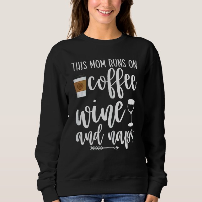 Kaffet Vin och Naps Mamma är i Mamma Springa T Shirt (Framsida)