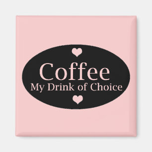 Kaffetecken i rosa och svart magnet