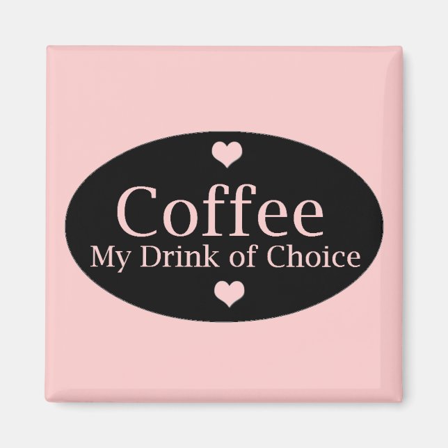 Kaffetecken i rosa och svart magnet (Framsidan)