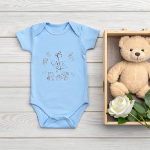 Kaffetema Blå Bow Cafe Bebe Pojke Baby Shower T Shirt