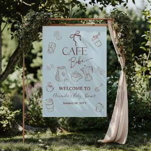 Kaffetema Blå Bow Kafé Bebe Pojke Bebisfest Poster