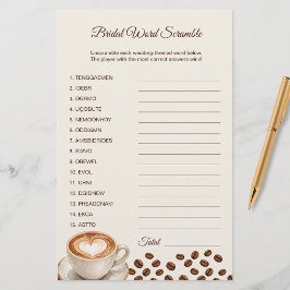 Kaffetema Bröllopsdusch Spel Ord Scrambla Kort