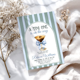 Kaffeteme Espresso Martini Blue Bow Baby Shower Inbjudningar